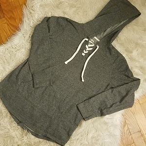 SO SOFT TUNIC STYLE LACE UP SWEATER